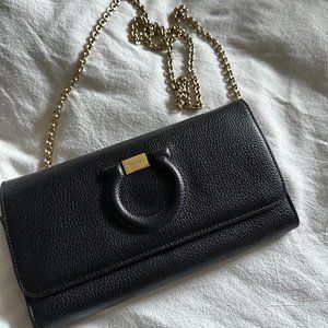 Salvatore Ferragamo Gancini City Black Leather Wallet (w/ original chain) $600